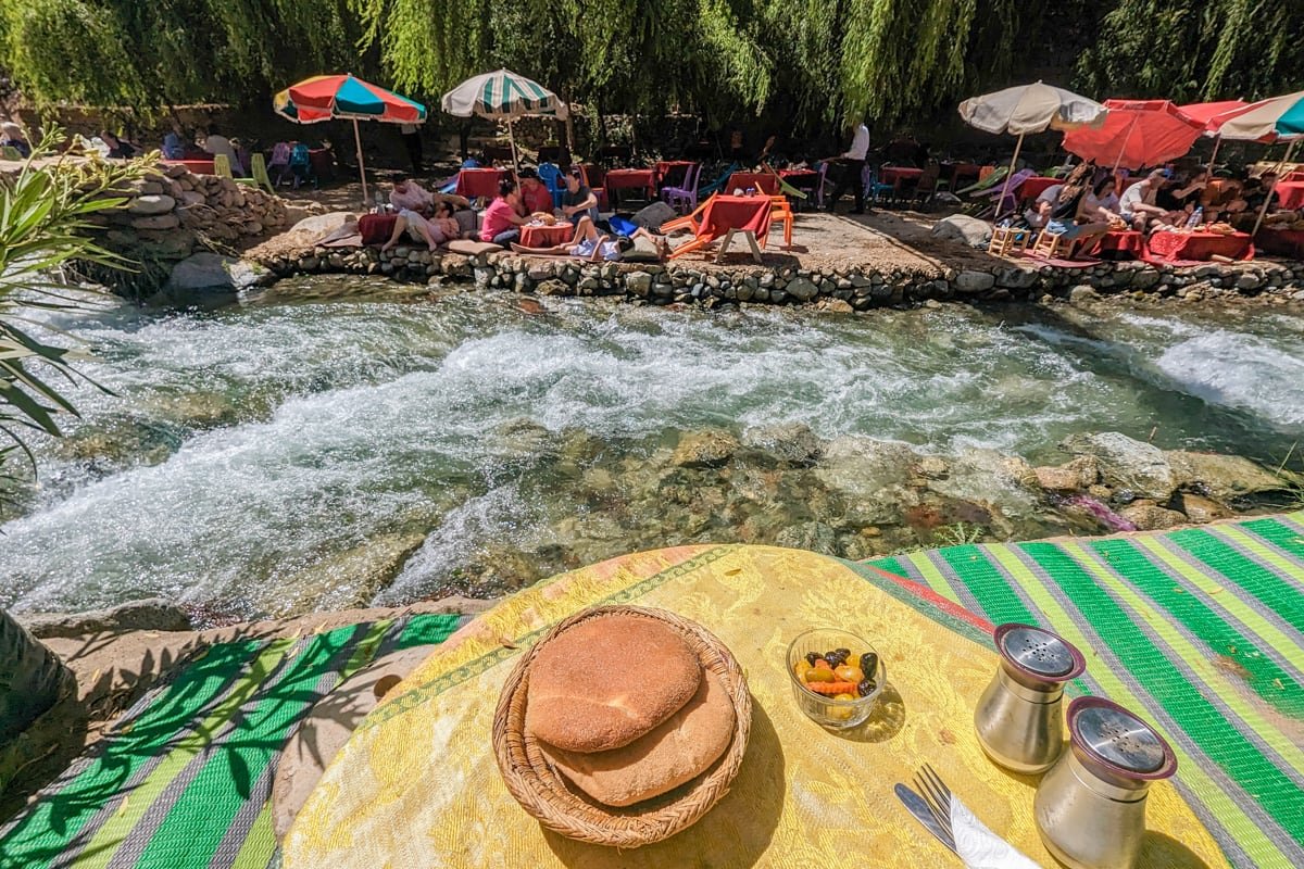 Ourika Valley day trip showing river and mountains